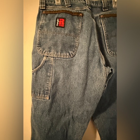 Wrangler Riggs workwear Men's Relaxed Fit Denim Jeans with Brown Accent - Picture 10 of 12